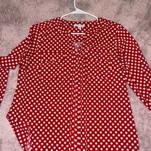 VINTAGE Nonations xl red and white polka dot blouse